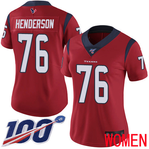 Houston Texans Limited Red Women Seantrel Henderson Alternate Jersey NFL Football 76 100th Season Vapor Untouchable